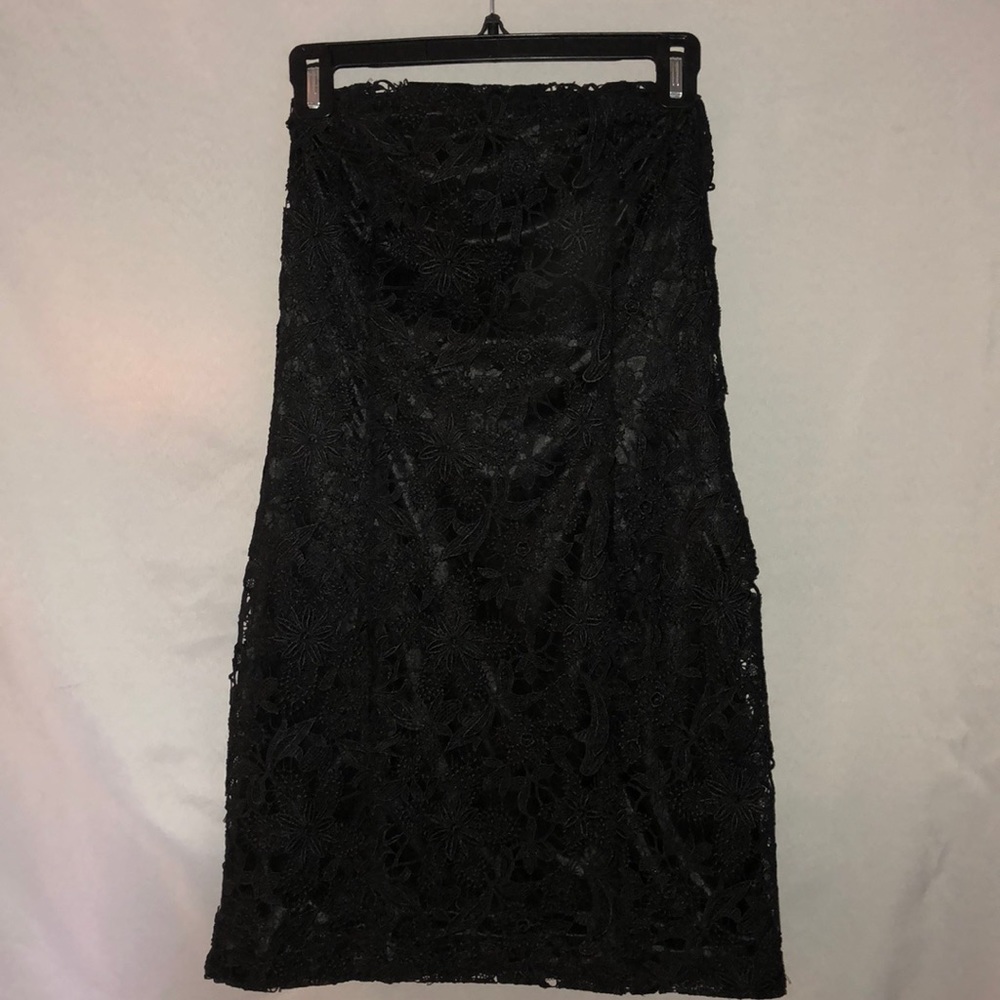 Black Lace Strapless Dress